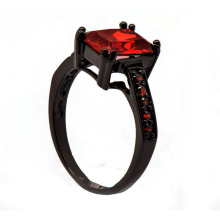 Moda o-ring rojo negro cobre joyería anillo de coral rojo diseños para hombres